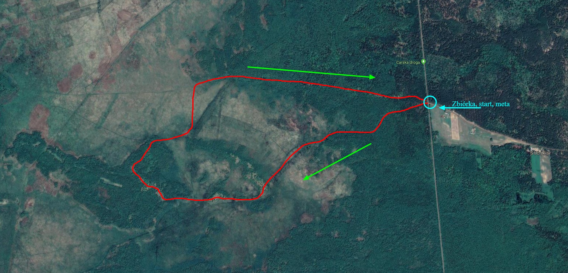 mapa z trasą wycieczki