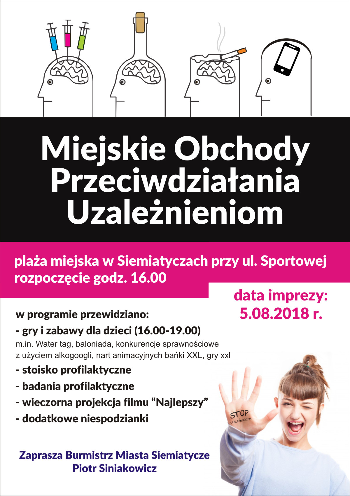plakat miejskie obchody przeciw uzależnieniom