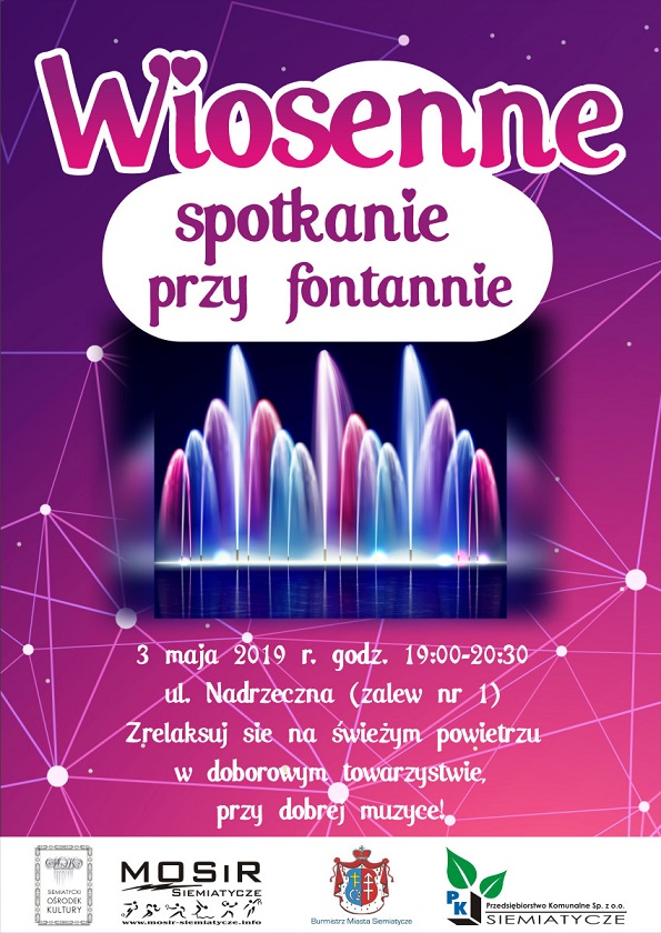 www plakat wiosenne spotkanie przy fontannie